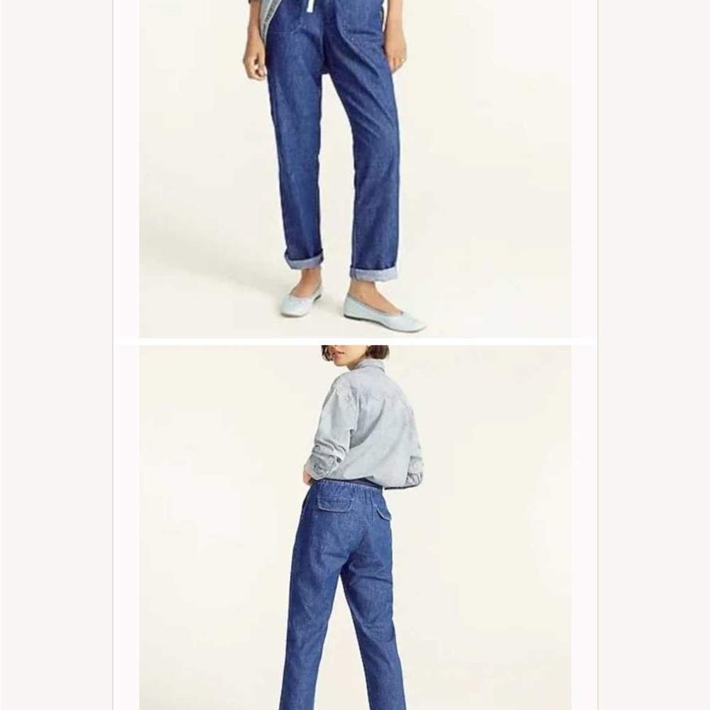 J. Crew Size S Women's chambray tie waist denim comfy, soft,relax - Blue